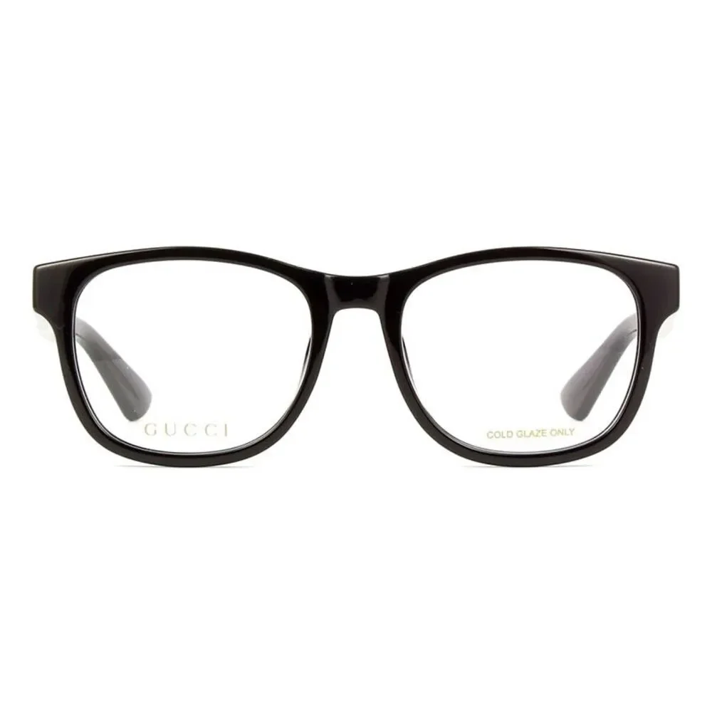 Gucci Eyeglasses Square Full Rim, Shiny Black Frame and Clear Demo Lenses Lens